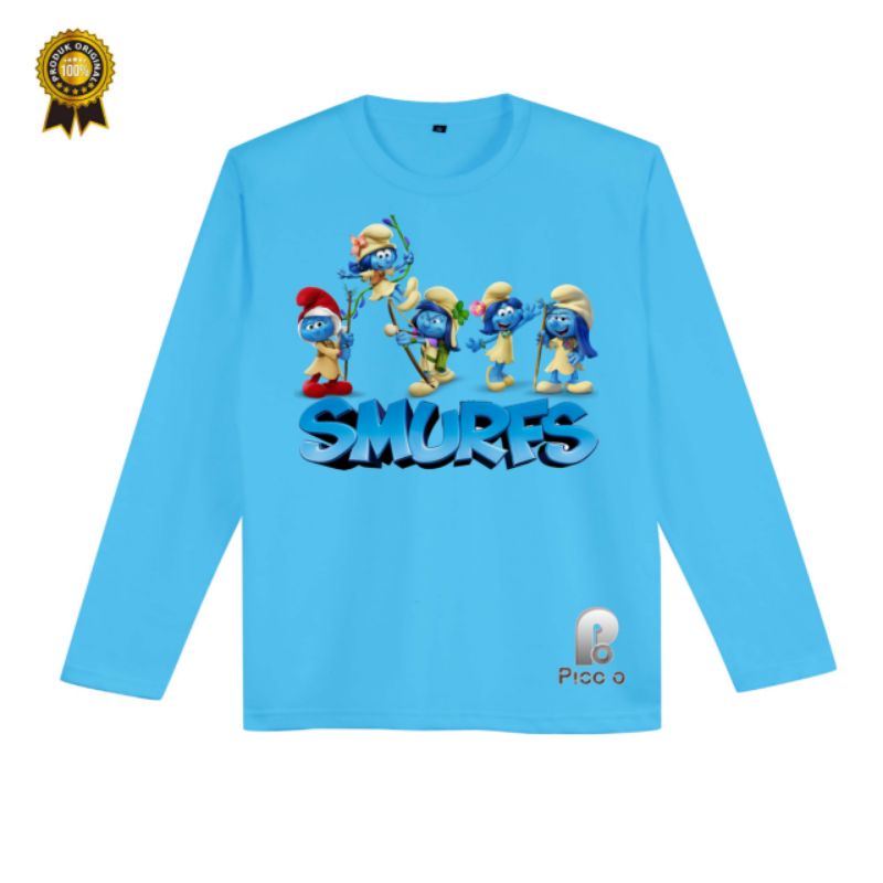 KAOS ANAK The SMURFES LENGAN PANJANG BAAHAN CATTON