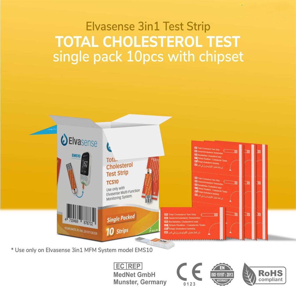 Strip Alat Cek 3in1 Elvasense (Gula Darah/Kolesterol/Asam Urat)