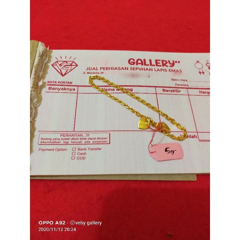 [BAYAR DI TEMPAT] gelang nori 5 gram sepuhan lapis emas asli 24k