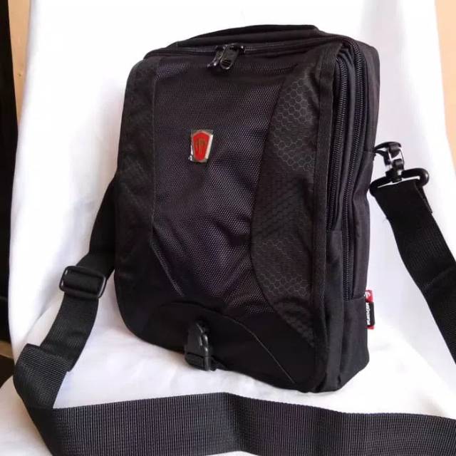 Tas Selempang pria hitam ukuran tablet 10 inch - Tracker 40404 original