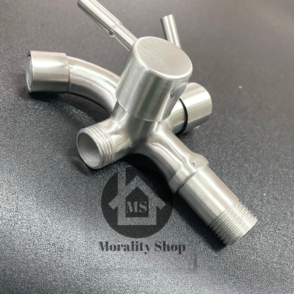 Kran Cabang Engkol Stainless 304 MY05 - Keran Air Shower double dua stainles bisa utk mesin cuci A56