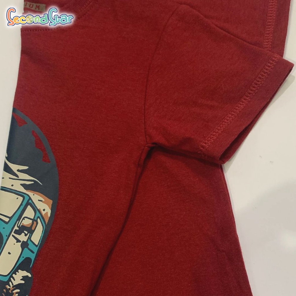 Second Star baju anak laki laki perempuan unisex Kaos oblong 1 - 12 tahun warna merah marun maroon