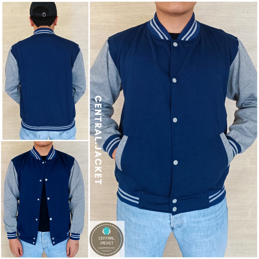 Jacket Varsity Baseball Pria - Baseball Fleece Casual Pria - Jacket Model Polos - Fashion Anak Muda