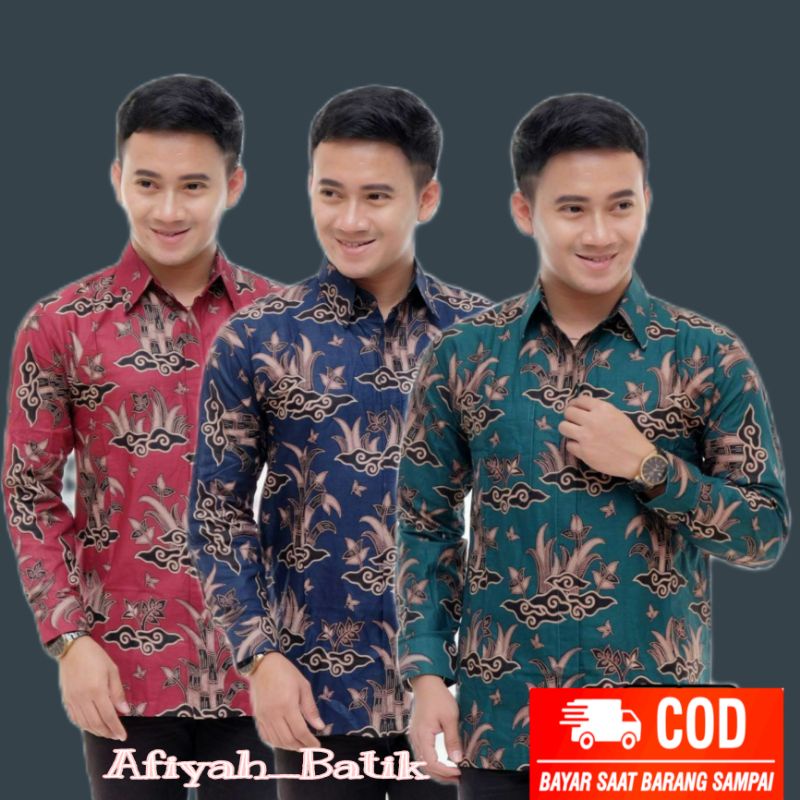 Kemeja Batik Lengan Panjang Pria Hem Batik Big Size M L XL XXL