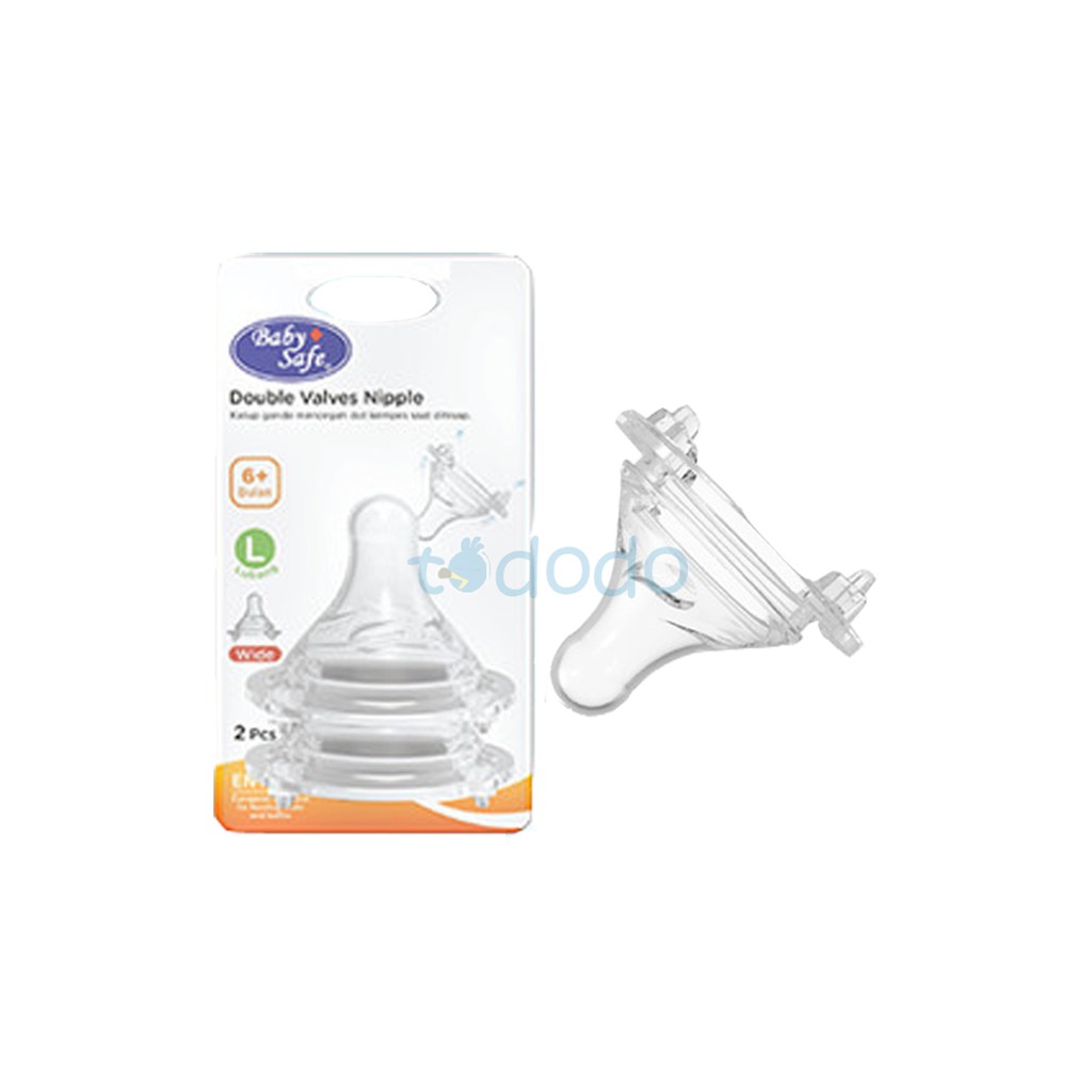 Baby Safe Double Valves Nipple Wide Neck Size L DWN0L / Nipple Dot