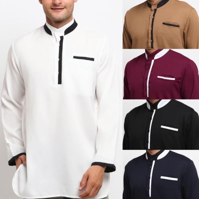 SAVIQ OXFORD baju koko kurta pakistan pria lengan panjang