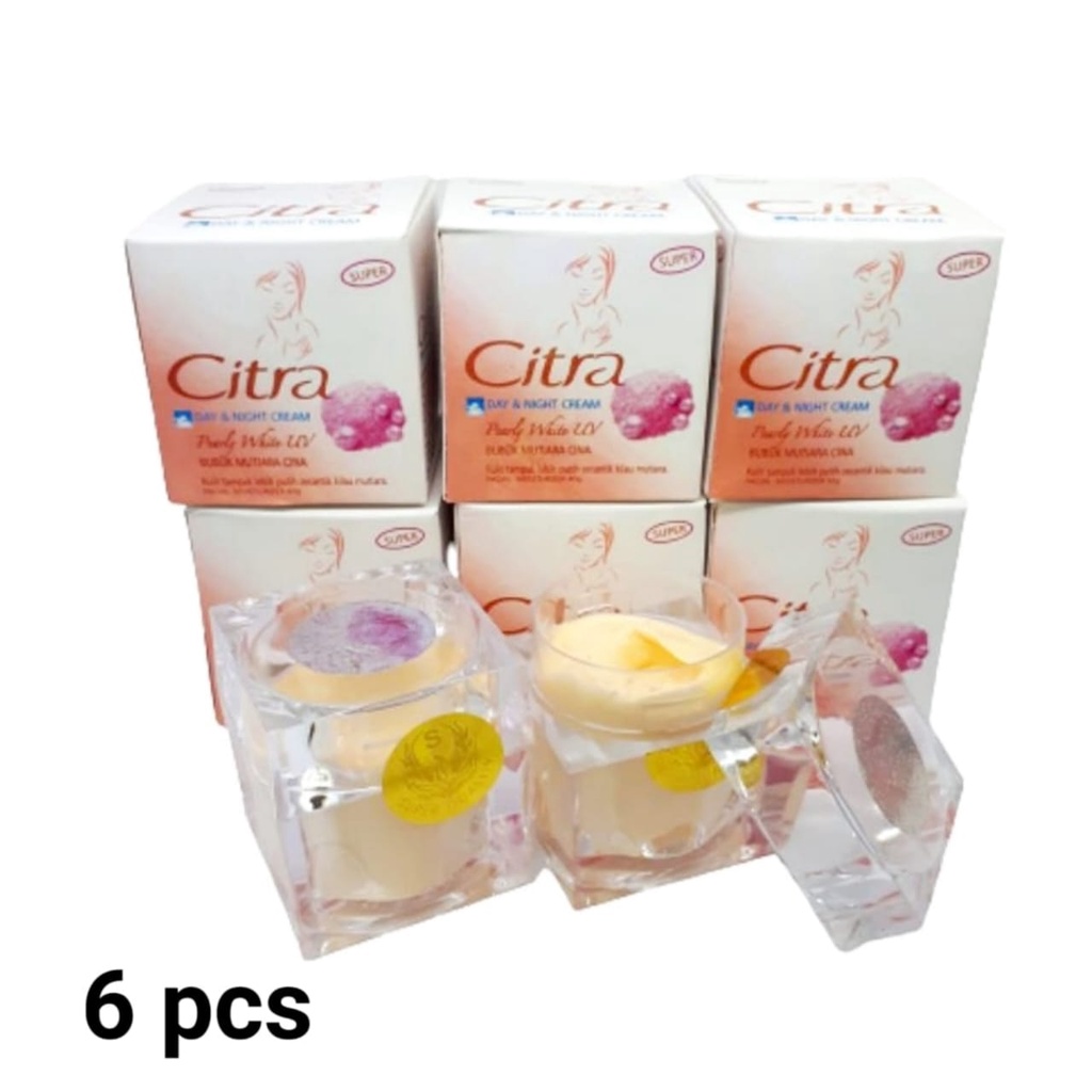 6pcs Krim Pelembab Wajah Siang dan Malam Citra Super Plot Kaca