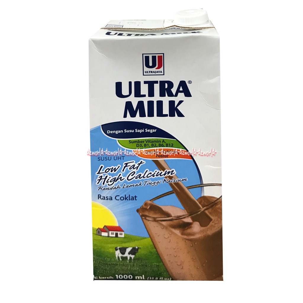 Ultra Milk Low Fat Rasa Coklat 1000ml High Calsium Susu UHT Cokelat Siap Minum Dengan Kandungan Rendah Lemak Tinggi Kalsium Ultramilk Lowfat 1 Litter