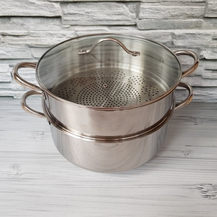 Panci Supra Super Steamer 2 Susun 40 Cm | Panci Kukus Stainless