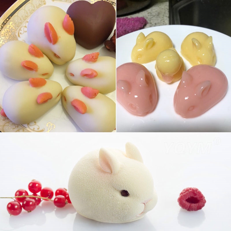 DIY Cetakan dengan Bahan Silikon dan Bentuk Kelinci untuk Kue / Pudding / Cokelat / Es Krim