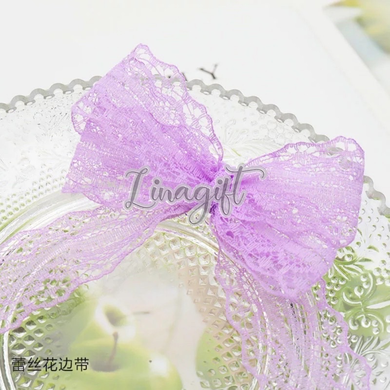 ( Rol 20 Yard ) GIFT RIBBON LACE 30MM 45MM - 3 CM 4.5CM - PITA RENDA AIR EXCLUSIVE ELEGANT / BUNGA / BOUQUET / FLOWER WRAPPING / HIASAN