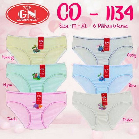 12 Pcs CD Golden Nick GN 1134 List | Celana Dalam Goldennick Remaja Perempuan Wanita Dewasa | Sguna