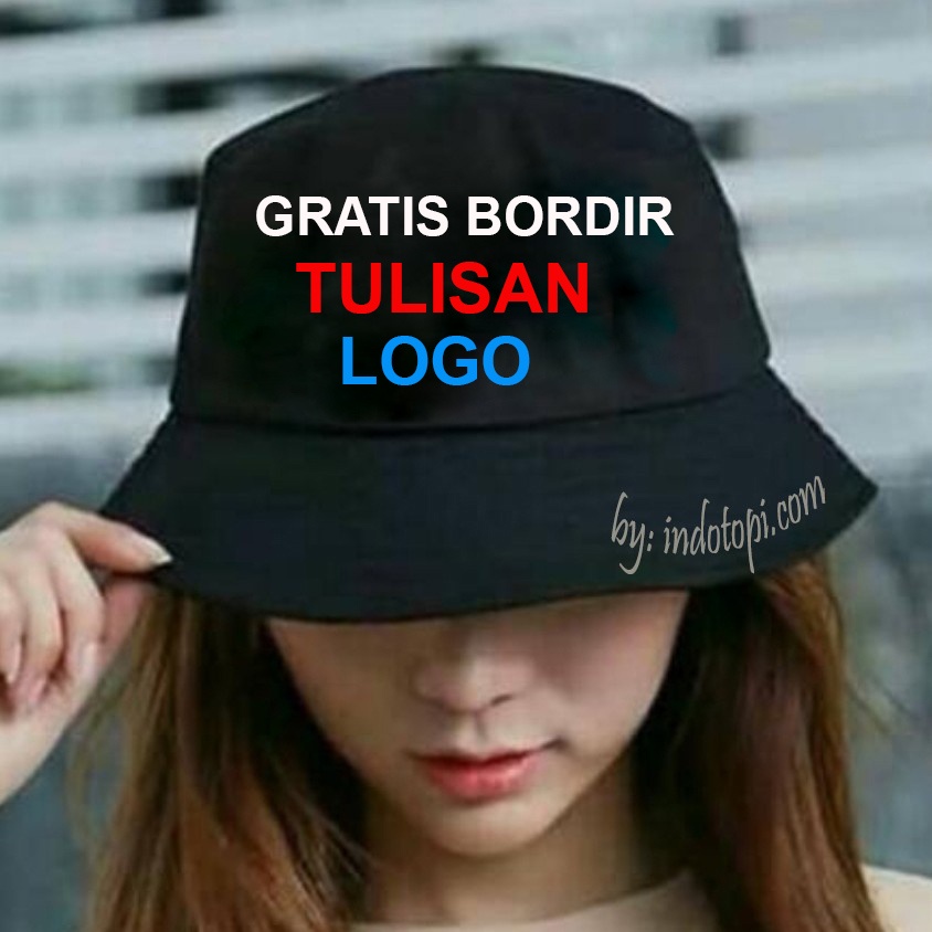 FREE NAMA LOGO TOPI BUCKET HAT CUSTOM BORDIR DESAIN CUSTOM REQUEST TULISAN