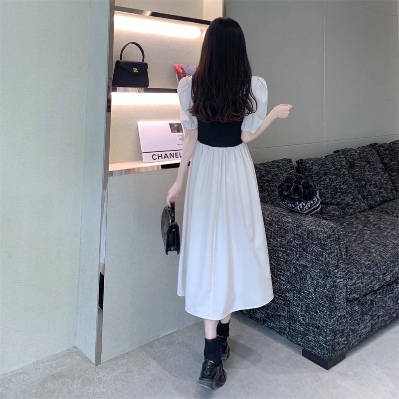 [littlecrab] Dress Wanita Panjang Kasual Hitam Moka Cream Dress With Outer Tank Top Simple Elegan Berkualitas Casual High Quality Simply Dress For Working Dress Polos Dress Jalan Dress Kerja Soft Color Korean Style