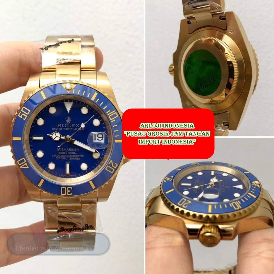 Diskon Jam Tangan Pria ROLEX Submariner Gold Blue Garansi 1th