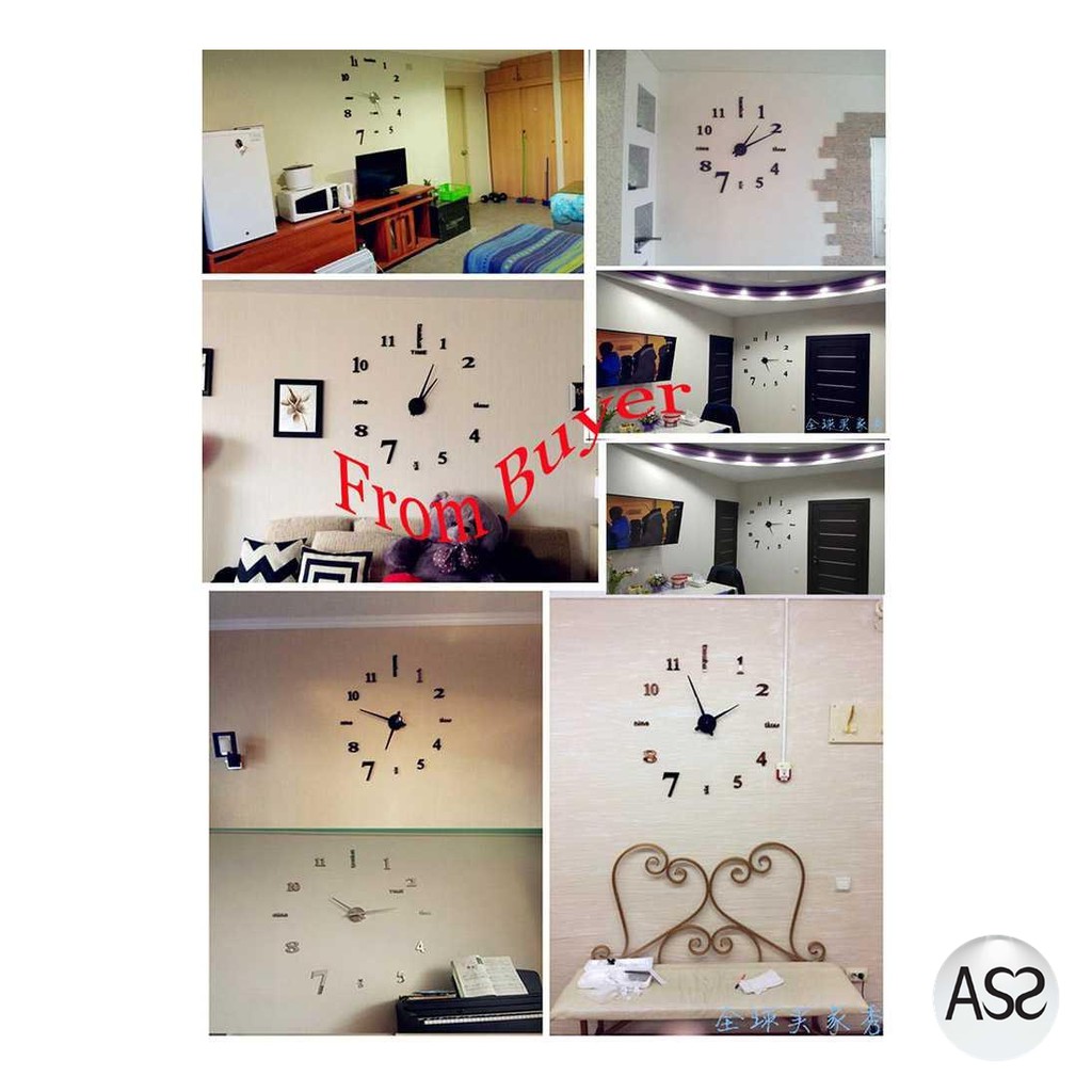 ASS Shop - Jam Dinding DIY Giant Wall Clock 50-60cm Model English Word - DIY-10