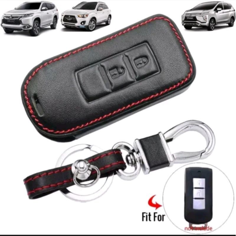 Gantungan kunci sarung kulit cover remote keyless mobil MITSUBISHI PAJERO XPANDER OUTLANDER