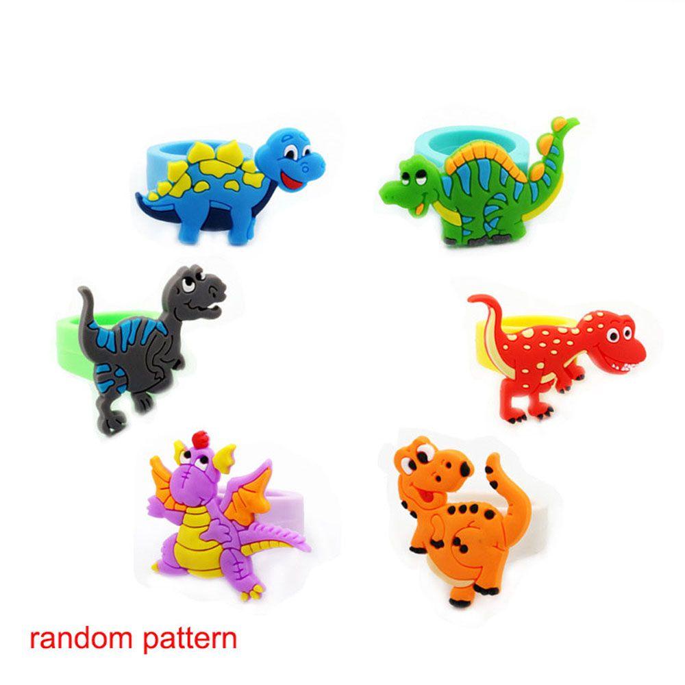 Needway Cincin Dinosaurus Fleksibel PVC Kartun Lucu Lembut Aksesoris Fashion