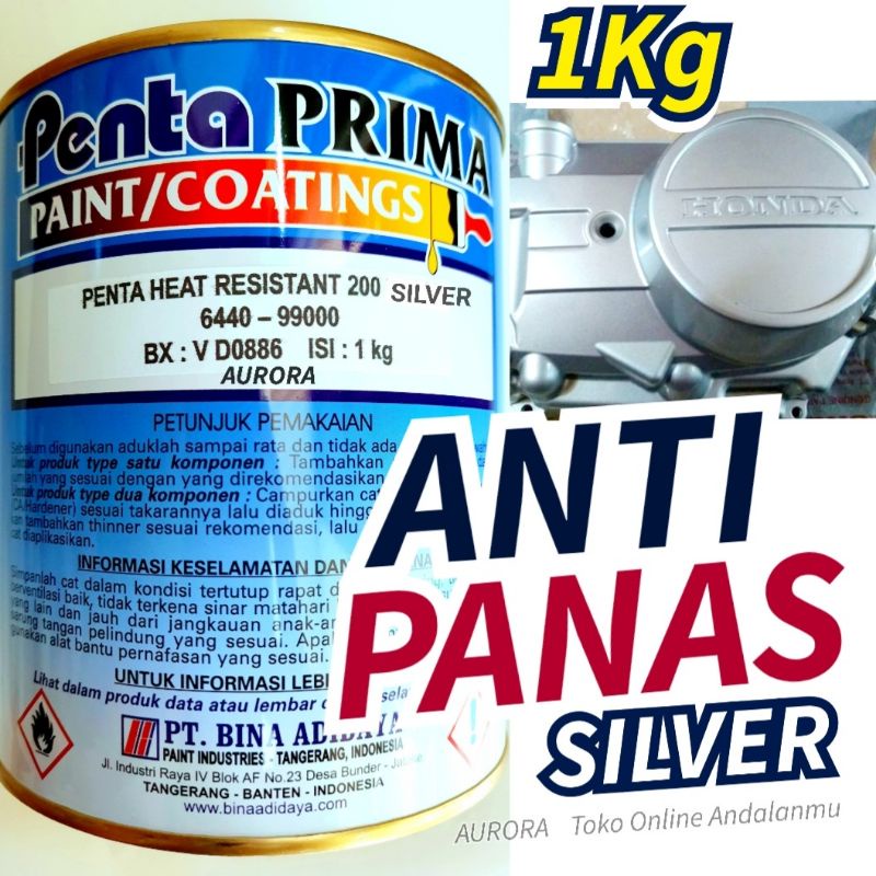 Jual Cat Anti Panas Silver Penta Heat Resistant 1Kg Tahan Panas Kuat Untuk Kenalpot Blok Mesin