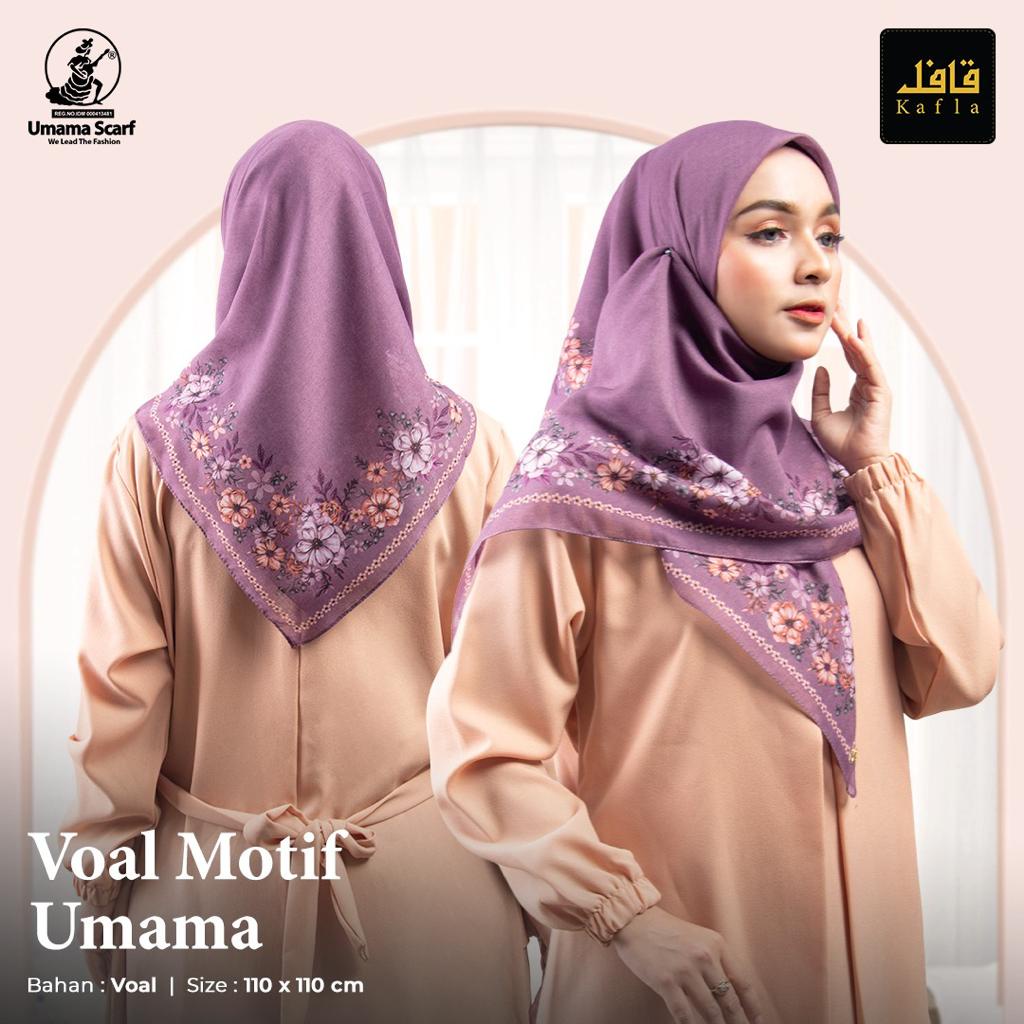 Hijab/Kerudung Voal Motif Segiempat Metal Logo Original By Umama Scarf 110x110cm