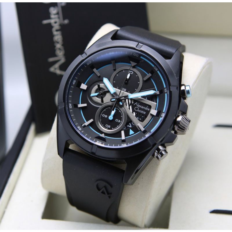 AC6592 Jam Tangan Pria Alexandre Christie AC 6592 Original Full Black