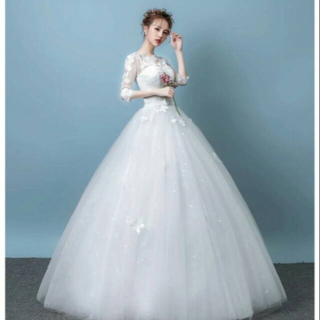 wedding dress lengan panjang