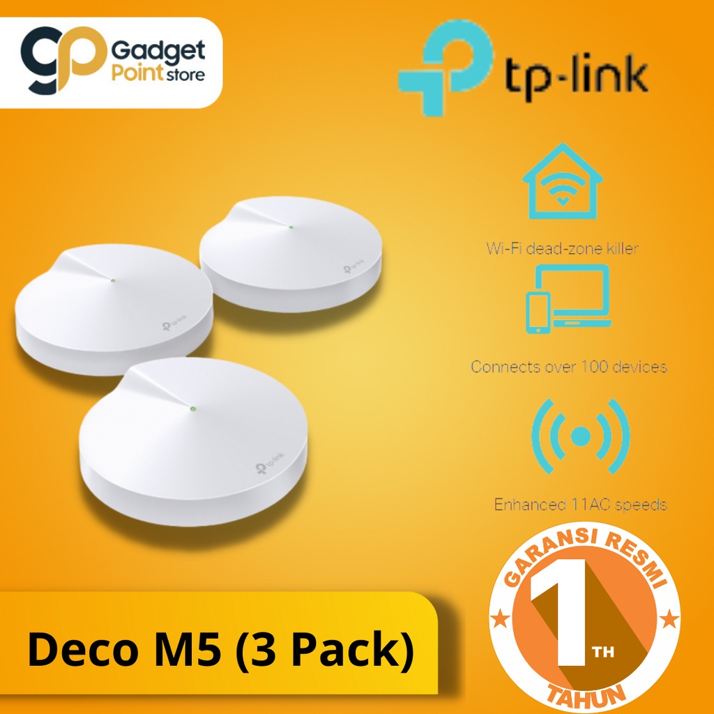 TP Link Deco M5 ( 3 Pack ) AC1300 Whole Home Mesh Wi-Fi System TP-Link - Garansi Resmi 1 Tahun