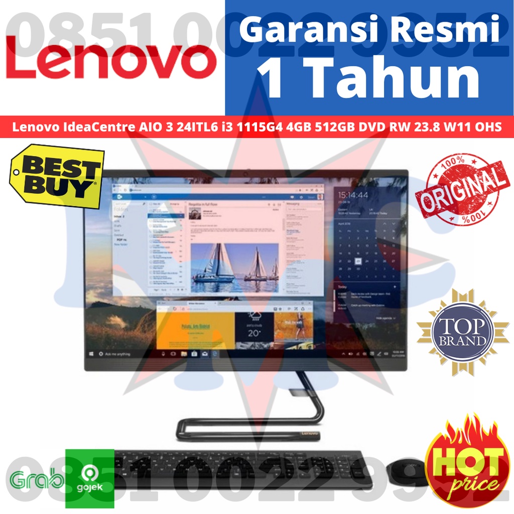 AIO LENOVO 3 24ITL6 i3 1115G4 4GB 512GB DVD RW 23.8 FHD W11 OHS