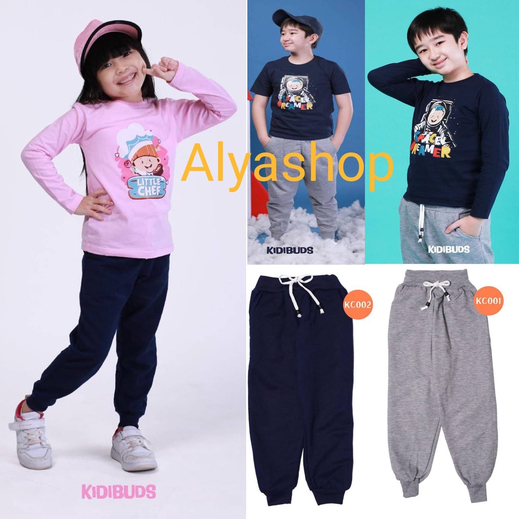 Kaos Anak KIDIBUDS Lengan Panjang &amp; Pendek &amp; Jogger