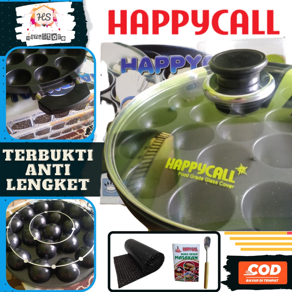 005 Cetakan Kue Takoyaki 15 dan 19 lubang teflon Dorayaki Happy Call teflon peralatan masak peralata