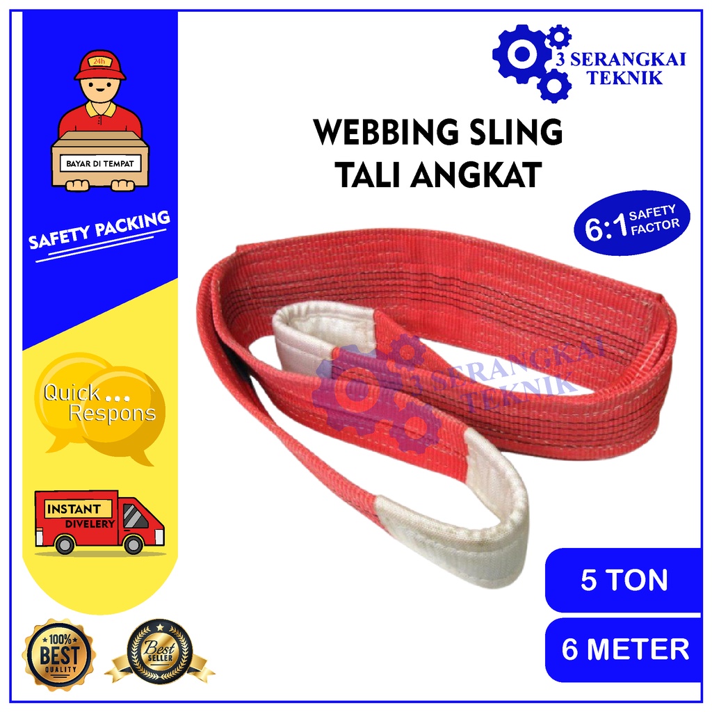 Webbing Sling 5 Ton x 6 Meter / Lifting Belt / Tali Angkat