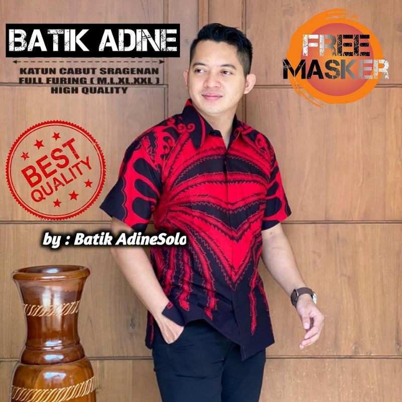 Baju kemeja batik pria lengan pendek Premium lapis furing Adine 501 S