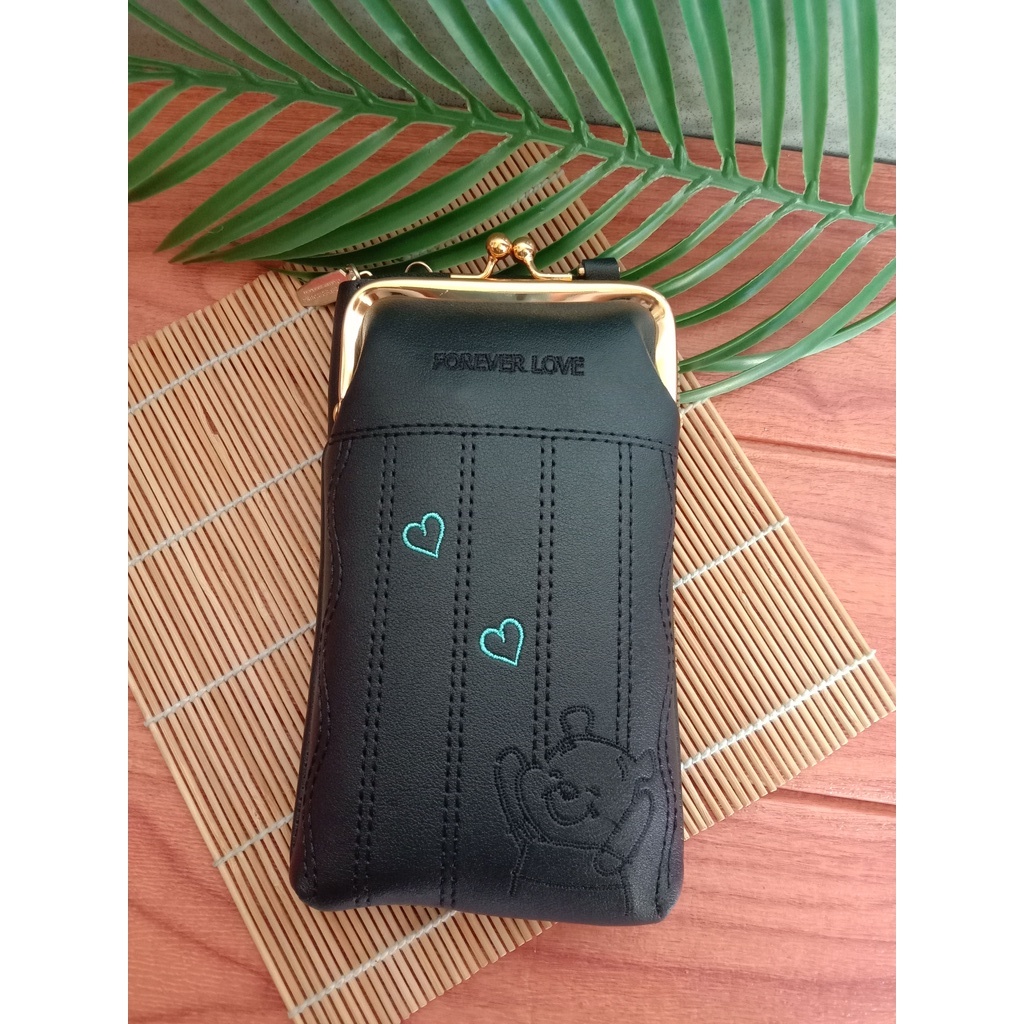 Tas Selempang Resleting Behel Sling Bag Dompet Bahan Kulit Sintesis Forever Love #6424