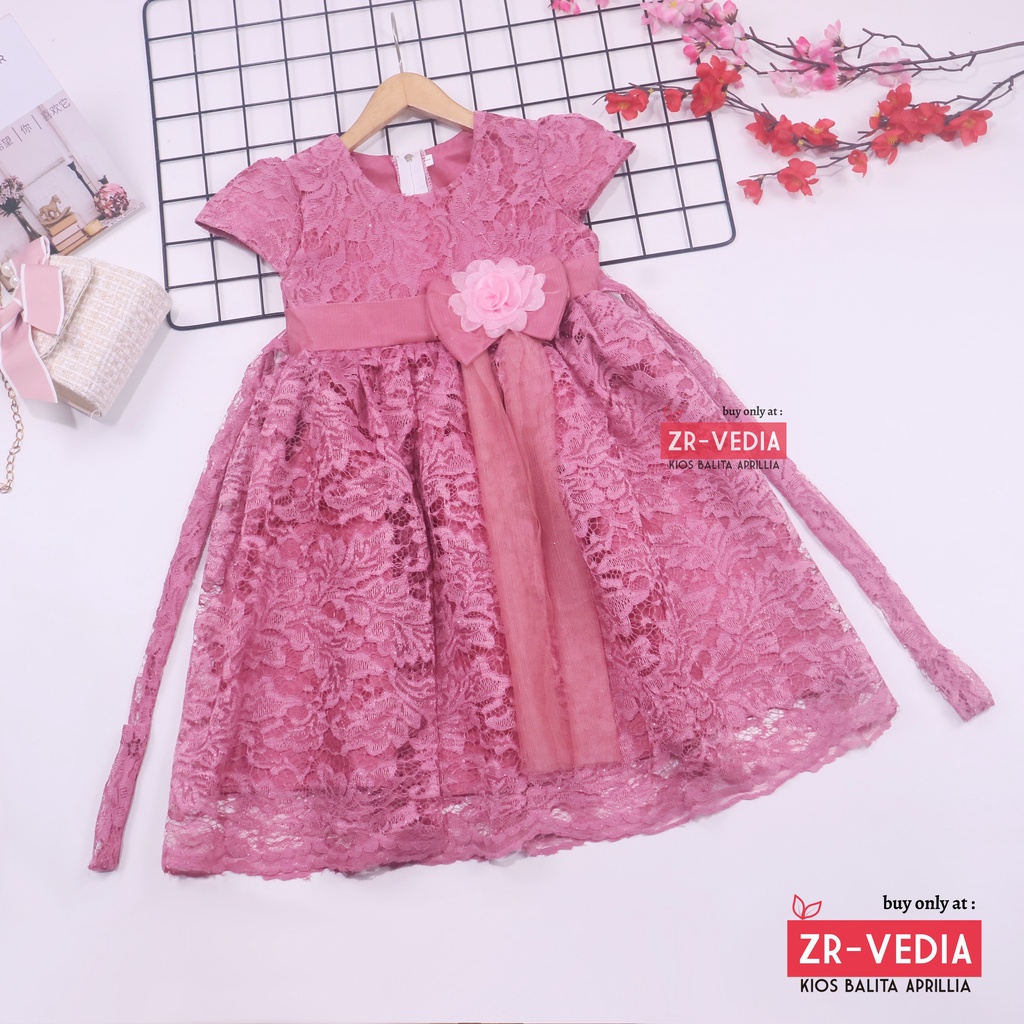 Gaun Pesta Size 5-6 Tahun / Ekspor Quality Premium Brukat Baju Anak Perempuan Dress Polos Natal Dres