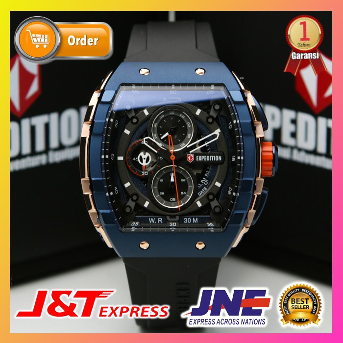 JAM TANGAN EXPEDITION PRIA JAM TANGAN COWOK JAM TANGAN ORIGINAL JAM BRANDED AC 6782 BLACK BLUE ROSE