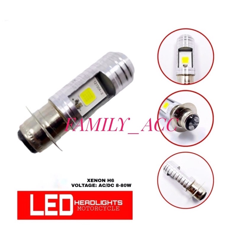 Lampu depan led motor h6 2 sisi acdc mio beat supra vario revo blade jupiter dll harga 1pcs