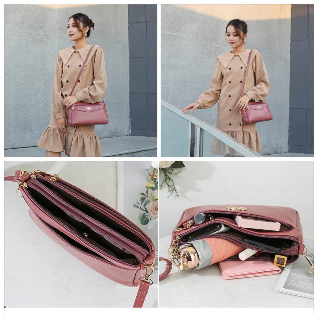 TAS IMPORT SELEMPANG WANITA KULIT KOREA PINK SALEM TA171P3 CHEYA FASHION BATAM MURAH ABG PESTA KERJA