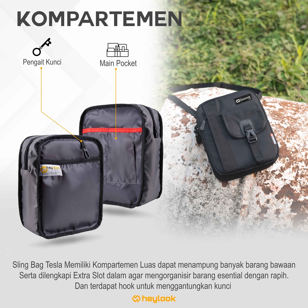 HEYLOOK Project - Tas Selempang Pria TESLA Sling Bag Pria Waist Bag Distro Heylook