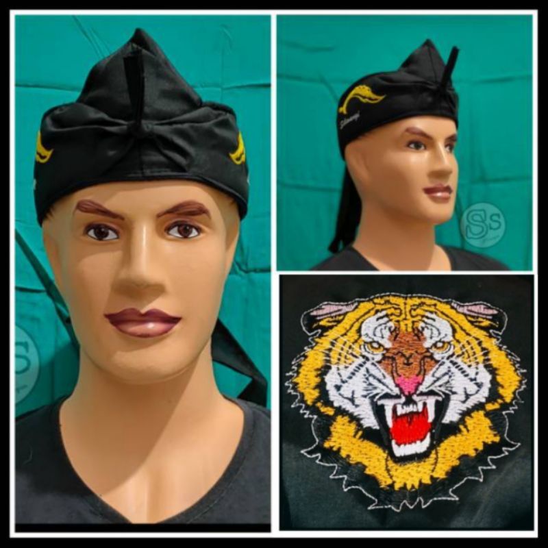 Bordir Macan Siliwangi Full Blangkon Udeng Totopong Hitam Dewasa