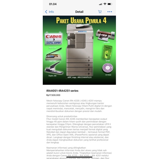 MESIN FOTO COPY PAKET USAHA IR 5000