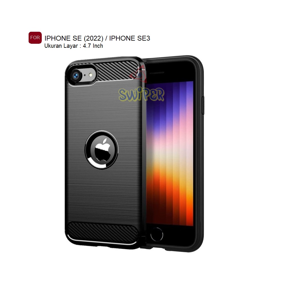 Case Ipaky Carbon Fiber FOR IPHONE SE 4.7 INCH 2022 | IPHONE SE3 Softcase TPU BLACK