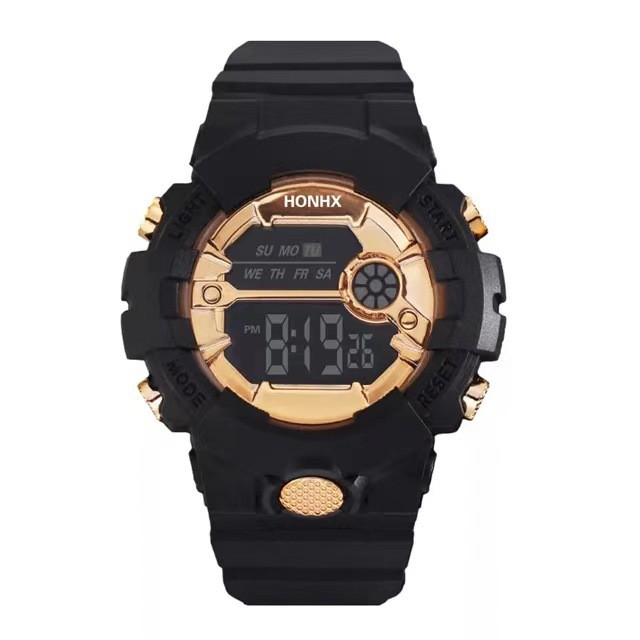 Jam Tangan Sport Digital Dial Bulat Rubber Untuk Wanita Dan Pria Fashion Gaya Korea Import-45-3 Hitam
