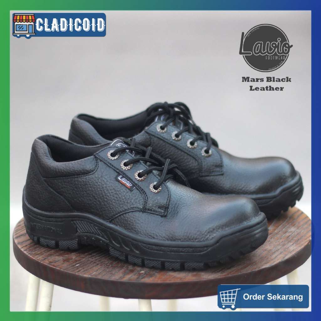 SEPATU SAFETY PDH PRIA ORIGINAL KULIT ASLI PREMIUM WARNA HITAM ANTI SLIP LAVIO MARS TERBARU KEREN