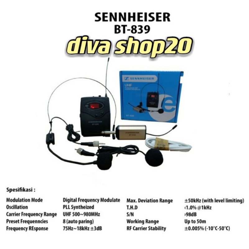 mic wireles clip on heandset SENNHEISER BT-839 sennheiser bt-839 mic imam mesjid mic bondu