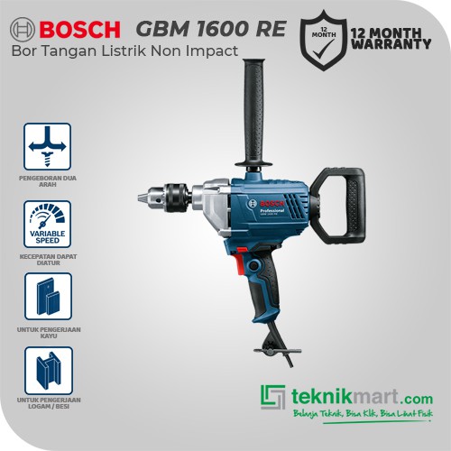 Bosch Drill / Bor Listrik Non Impact 850Watt 16mm GBM 1600 RE