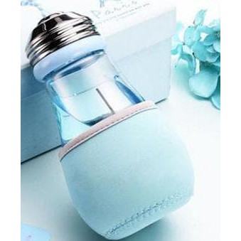 BOTOL BOHLAM KACA + POUCH / LAMPU MINUM UNIK HAMPERS 400ML B79-3