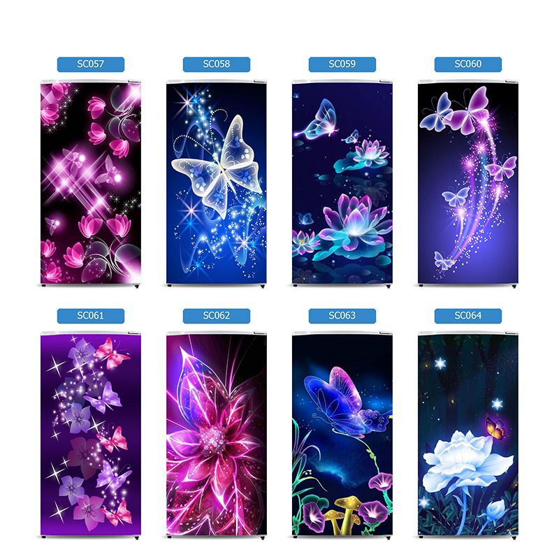 Stiker Kulkas 1Pintu / Stiker Kulkas 2Pintu / Custem /Motif Bunga