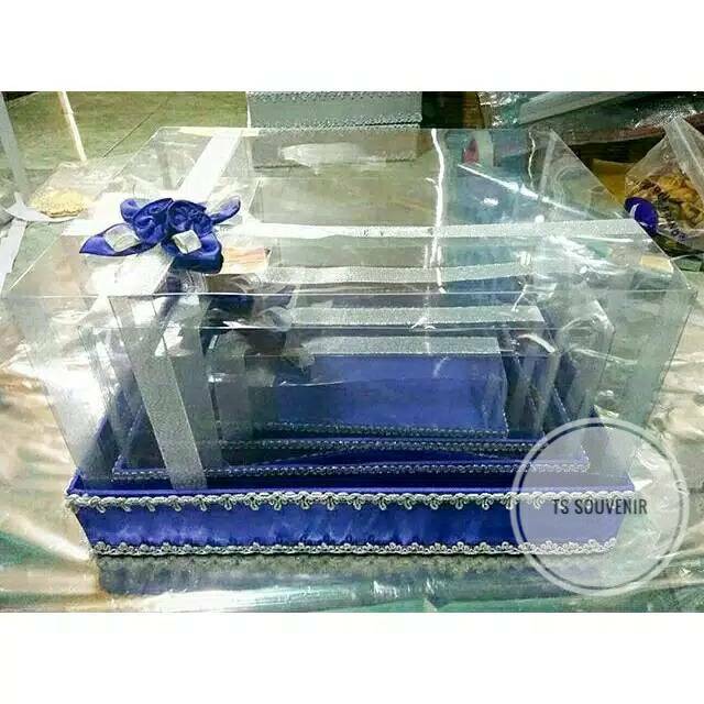 

Kotak hantaran mika model list pita warna biru benhur/biru elektrik