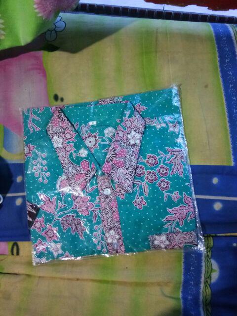 Qnunbatik Sarimbit/couple Batik Dress/terusan Kd Melati Dasar Warna Toska