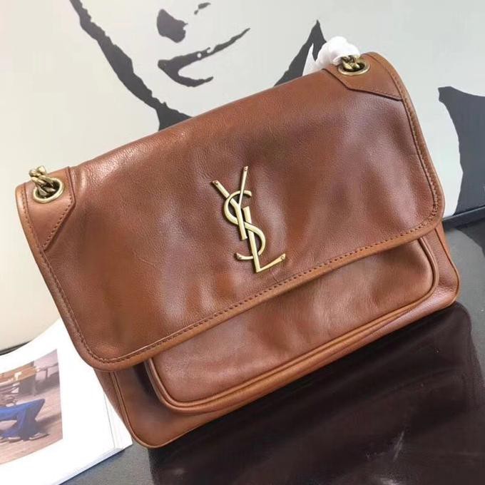 YSL Niki Cognac Leather Shoulder Bag / Tas Selempang Branded Wanita